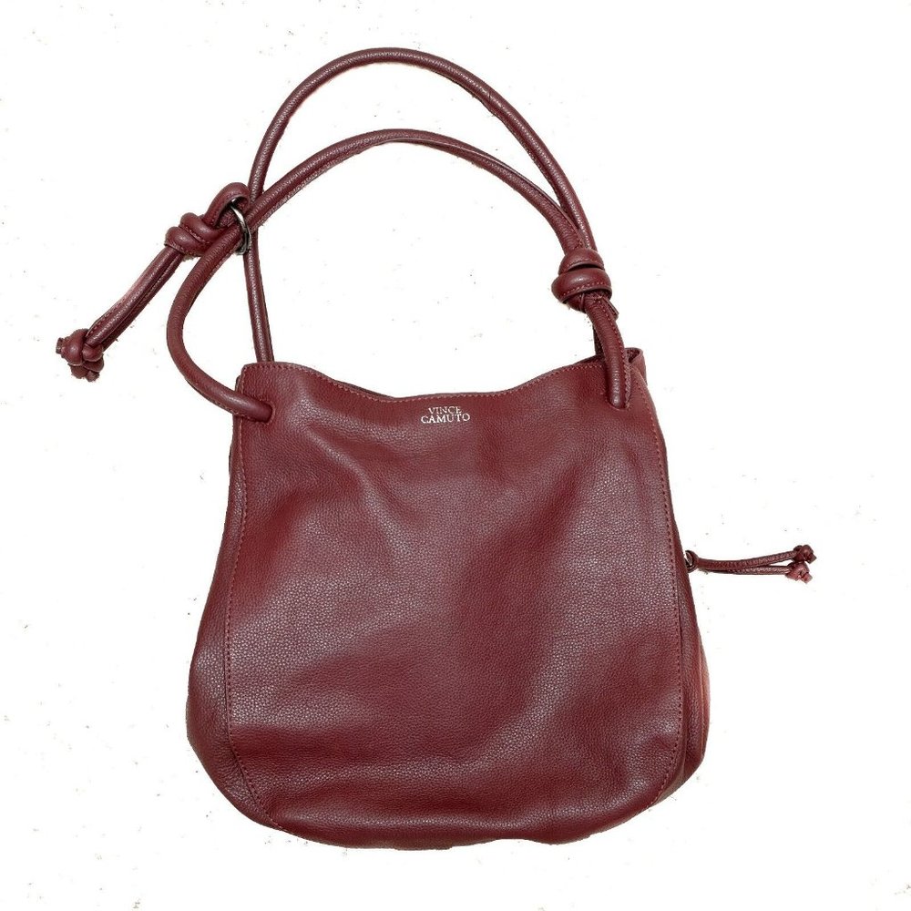 VINCE CAMUTO Pebbled Leather Shoulder Bag, Burgundy Pristine Condition